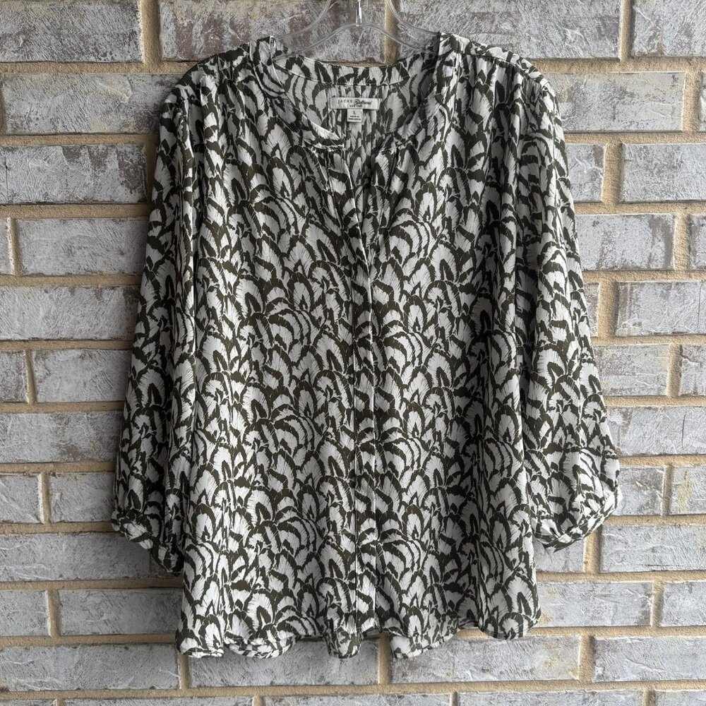 JACHS Girlfriend Black and White Patterned Blouse